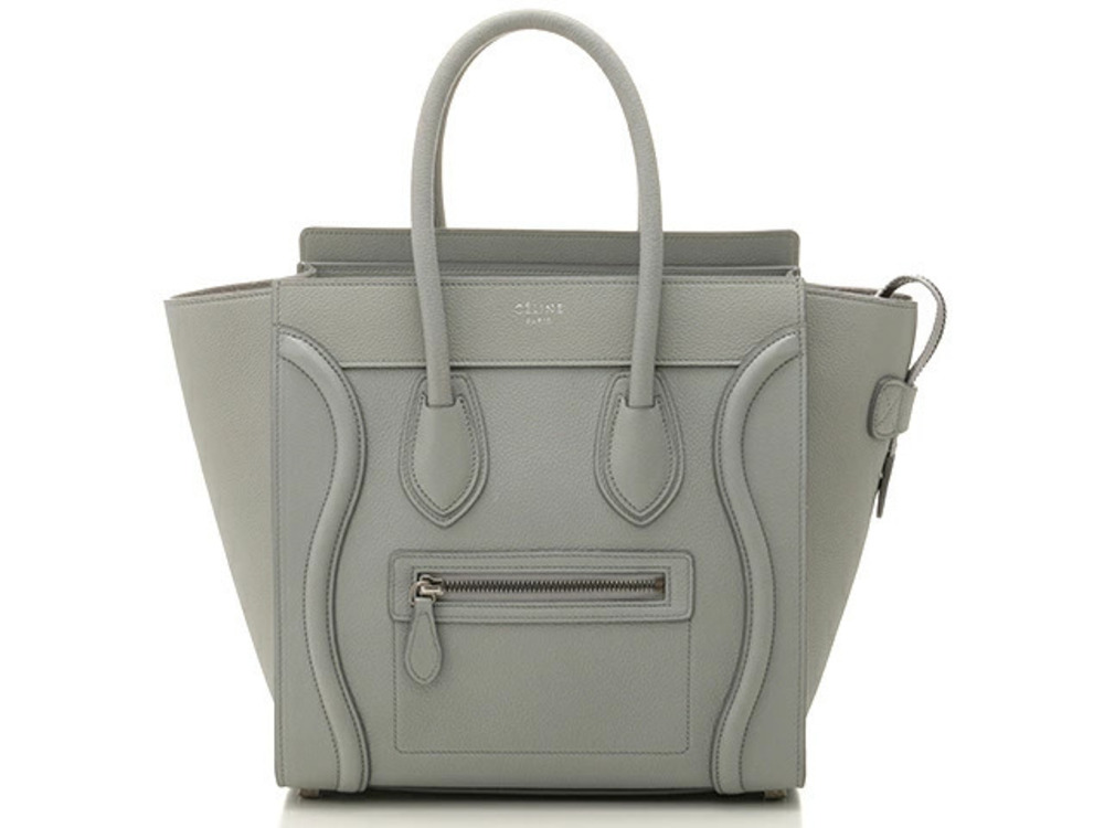 Celine Luggage Tote Handbag Drummed Calfskin Mineral